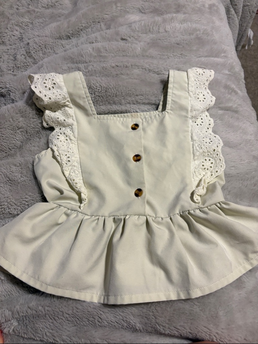 Ivory Eyelet Ruffle Peplum Tank Top